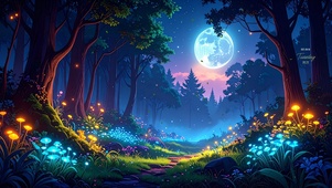 唯美森林夜晚