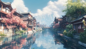 水乡清新春日美景