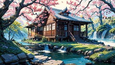 4K唯美古风桃花小屋