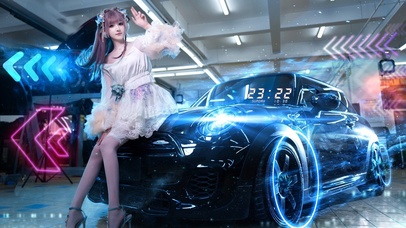 4k 酷飒甜美赛车美女