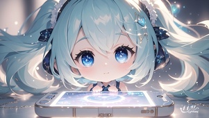 呆萌初音不玩手机只看看