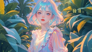 4K 蓝短发女生
