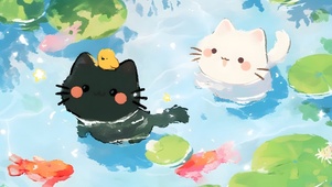 游泳的小猫