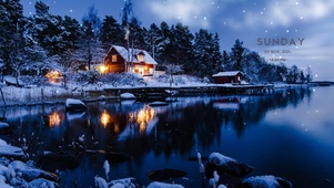 冬天的湖边小屋
