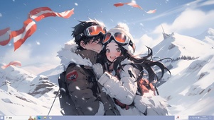 雪山情侣