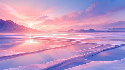 晨雾弥漫的盐田