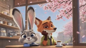 窗外樱花朱迪和尼克