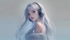 戴耳机的少女