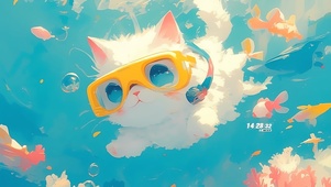 潜泳的猫咪