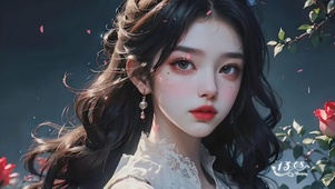 缤纷花瓣下的唯美女孩