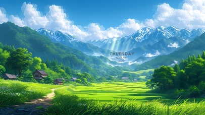 绿色护眼乡间小路4K