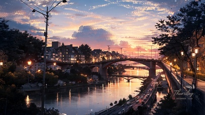 夕阳廊桥