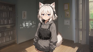 唯美房间猫儿少女