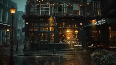 雨天暗黑的伦敦图书馆