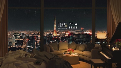 4K唯美治愈浪漫雨夜城市房间