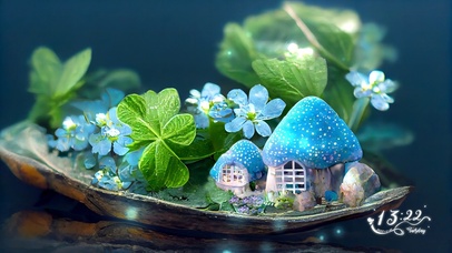 4K四叶小船上的蓝房子