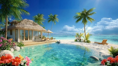 护眼海边度假草屋