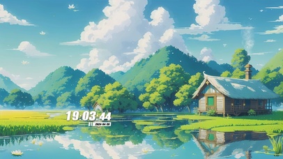 蓝天白云花草树木景色