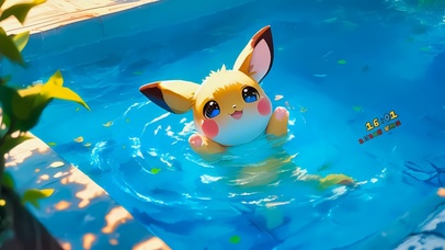 泳池可爱皮卡丘