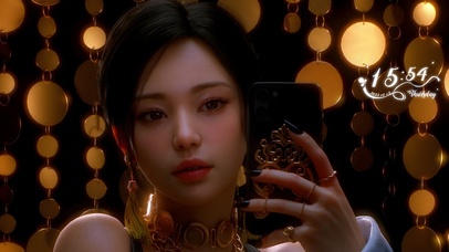 旗袍少女 玩手机