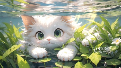 4k水底捉迷藏猫咪