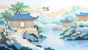 中式山水凉亭