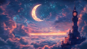 月亮星空云海古堡