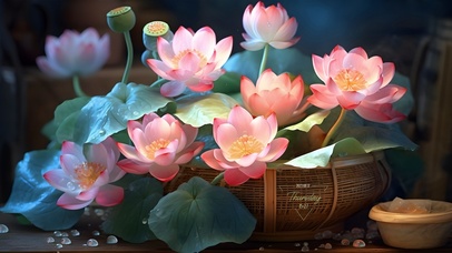 护眼青绿 治愈荷花