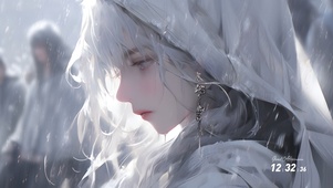 下雨兜帽少女