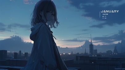 唯美夕阳城市女孩