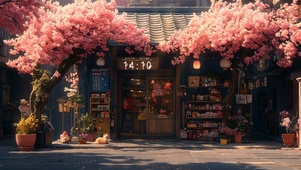 城镇樱花小店