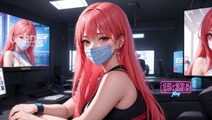 红发可爱电竞女孩