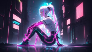 4K赛博朋克风治愈少女