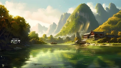 唯美白云大山阳光