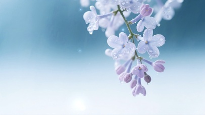 清新雨露丁香花