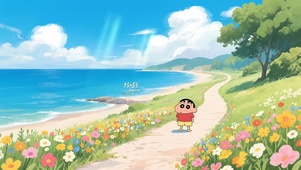 夏日海边小新