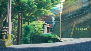 清晨坡道路口