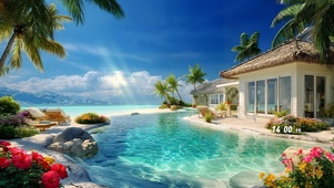 护眼海边泳池别墅