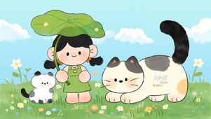 少女与猫 治愈