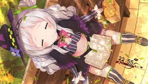 长椅休憩美少女