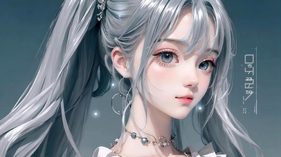 4K高清灰系双马尾少女