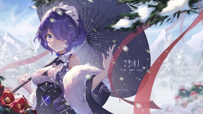 4K古风撑伞少女