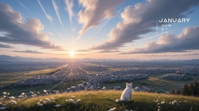 唯美山野城市午后