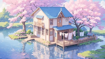 湖畔樱花小屋