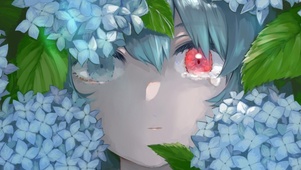 少女-蓝色绣球花
