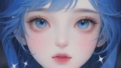蓝发少女的眼眸