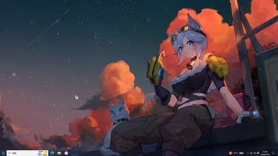 野外星空下的猫耳女孩