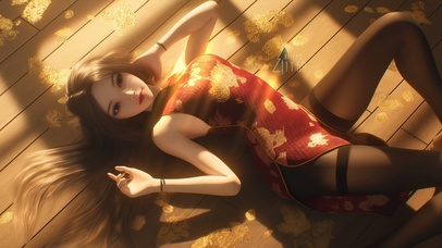 乌黑亮丽，带着自然的光泽