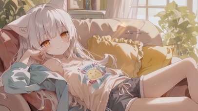 午后沙发猫耳女孩