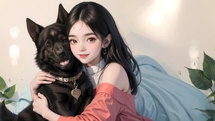 女孩和她的狗狗